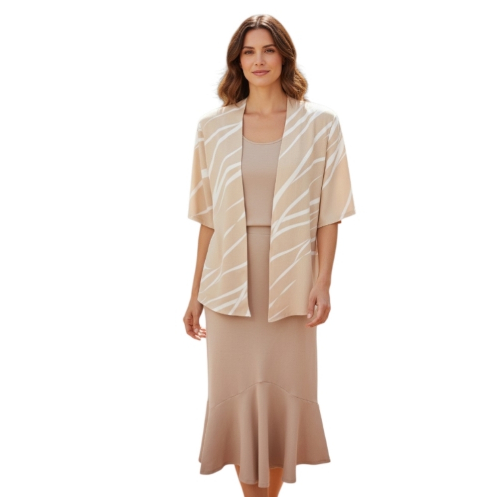DESIGN 26 CREAM & BEIGE SKIRT SET SZ.M EUC.